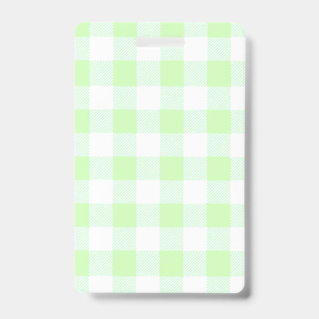 Tarjeta De Identificación Cuadros de gingham verde claro (Parte frontal)