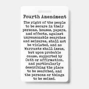 Tarjeta De Identificación Cuarta Enmienda-Constitución de los Estados Unidos
