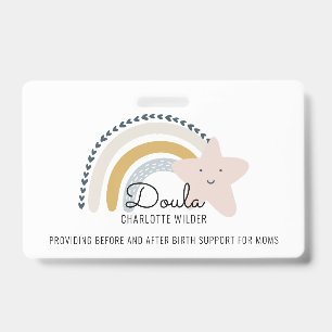 Tarjeta De Identificación Cuidada acuarela Rainbow Doula Midwife