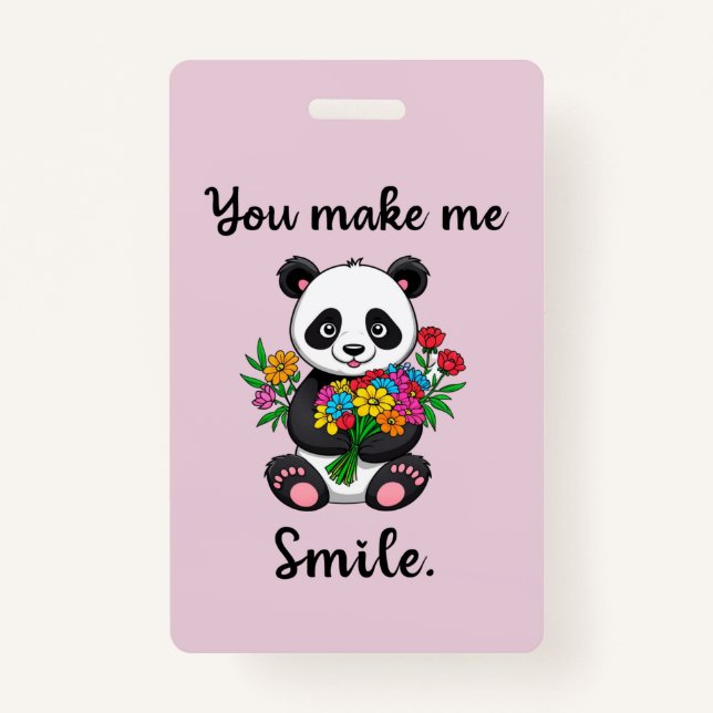 Tarjeta De Identificación Cuidada Panda Me Haces Sonreír (Anverso)