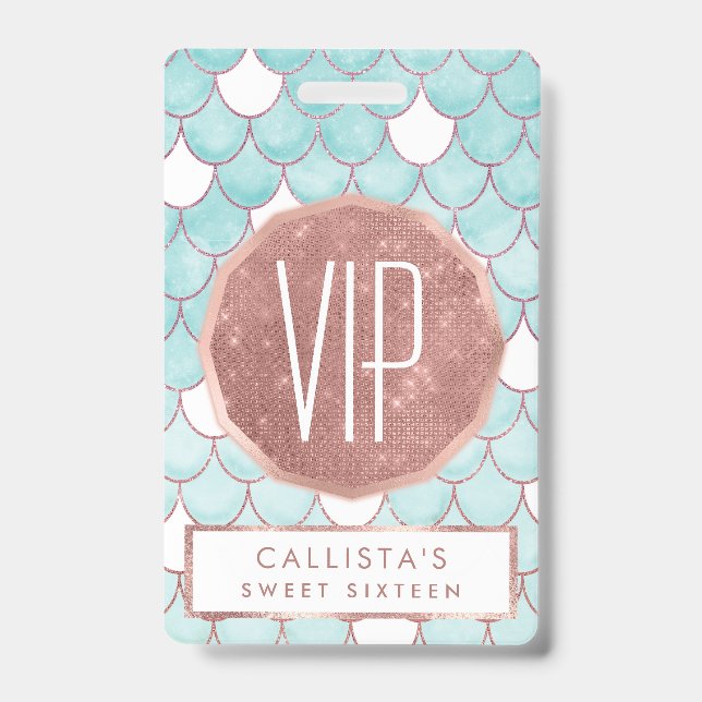 Tarjeta De Identificación Cuidada Purpurina rosa Verde azulada acuarela Esca (Front)