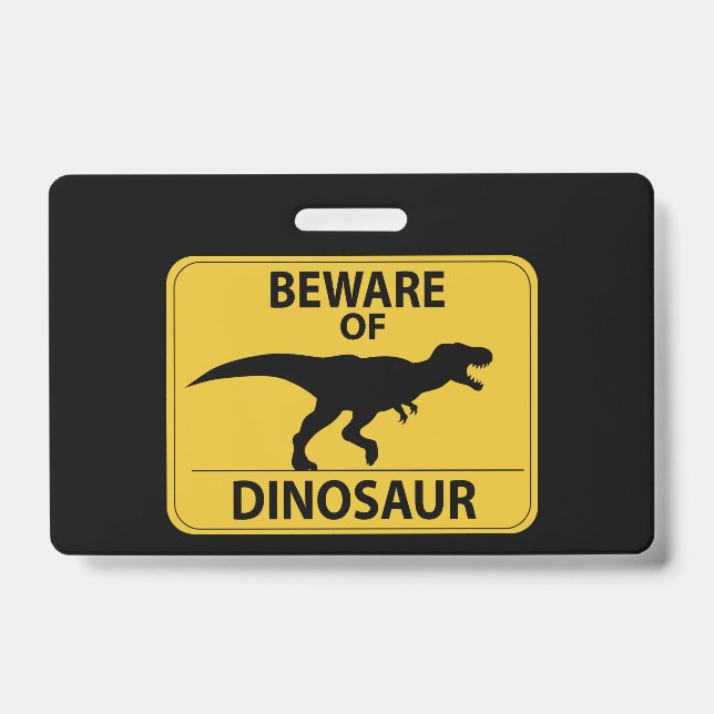 Tarjeta De Identificación Cuidado con el dinosaurio (Parte frontal)