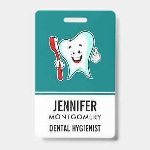 Tarjeta De Identificación Cuidado Dental Diente Feliz con Cepillo de Dientes