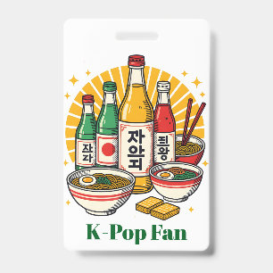 Tarjeta De Identificación Cultura Pop Coreana Estampado en Pecho