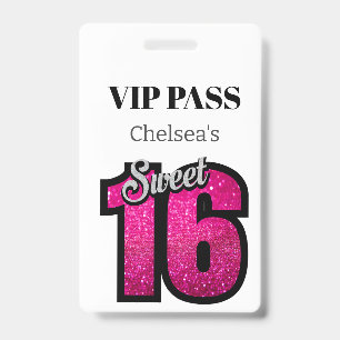 Tarjeta De Identificación Cumpleaños blanco elegante personalizado Sweet 16