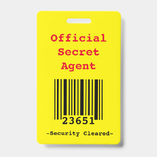 Tarjeta De Identificación "Cumpleaños de Agente Secreto/ Espía" Insignias de