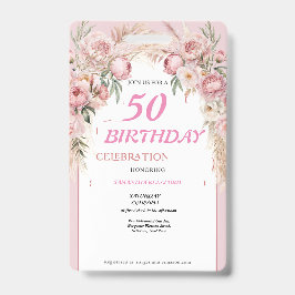 Tarjeta De Identificación Cumpleaños de flores rosadas lindas
