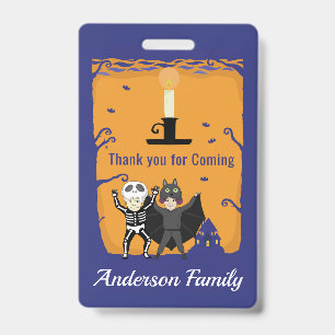 Tarjeta De Identificación Cumpleaños de Halloween Gracias