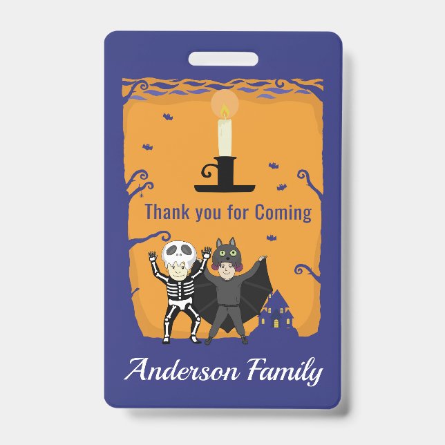 Tarjeta De Identificación Cumpleaños de Halloween Gracias (Parte frontal)