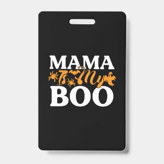 Tarjeta De Identificación Cumpleaños de Halloween Mamá es mi Boo
