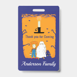Tarjeta De Identificación Cumpleaños de Kid Halloween Gracias