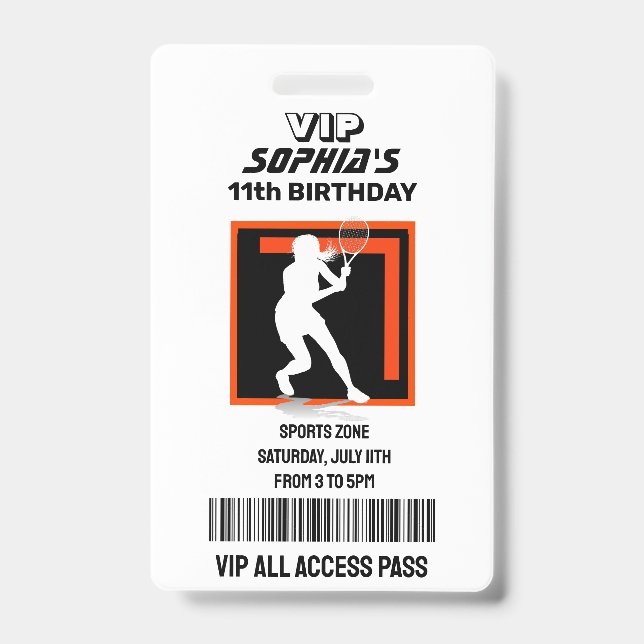 Tarjeta De Identificación Cumpleaños de la jugadora de tenis (Parte frontal)