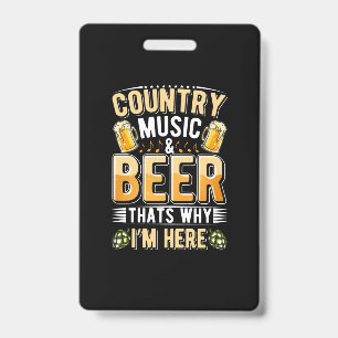 Tarjeta De Identificación Cumpleaños de música country de bebedor de cerveza