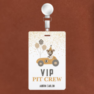 Tarjeta De Identificación Cumpleaños de niños VIP con perro de carreras