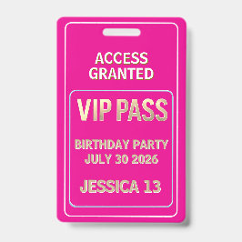 Tarjeta De Identificación cumpleaños de pase VIP