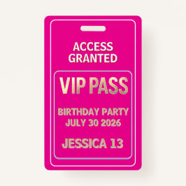 Tarjeta De Identificación cumpleaños de pase VIP