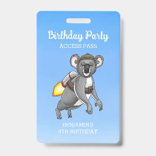Tarjeta De Identificación Cumpleaños del Koala Cohete