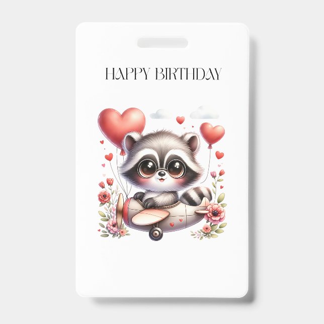 Tarjeta De Identificación Cumpleaños del piloto mapache (Parte frontal)