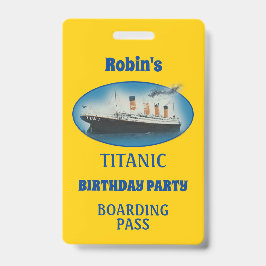 Tarjeta De Identificación Cumpleaños del Titanic Barco de la Línea Estrella