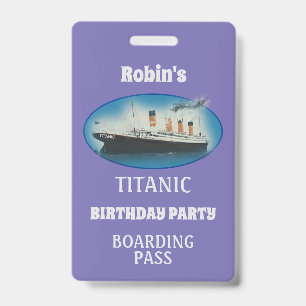Tarjeta De Identificación Cumpleaños del Titanic Insignia de la nave de la L