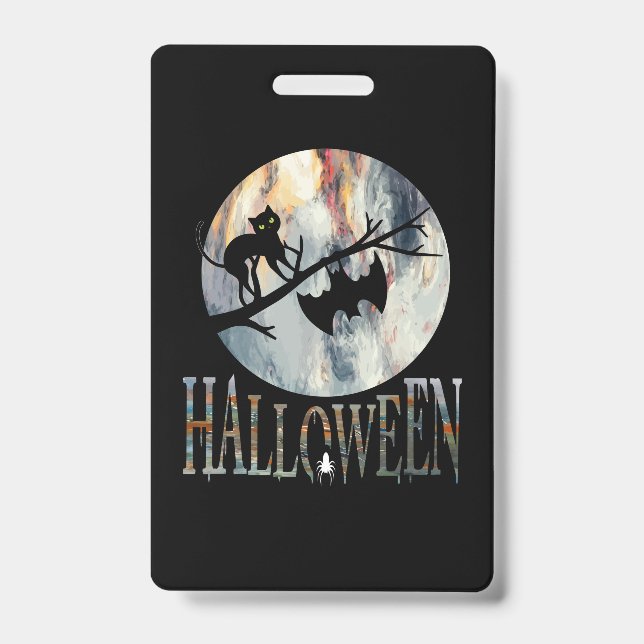 Tarjeta De Identificación Cumpleaños divertido de gato de Halloween (Parte frontal)