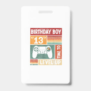 Tarjeta De Identificación Cumpleaños número 13 para niño, hora de subir de n