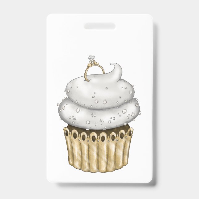 Tarjeta De Identificación Cupcake de compromiso dulce (Parte frontal)