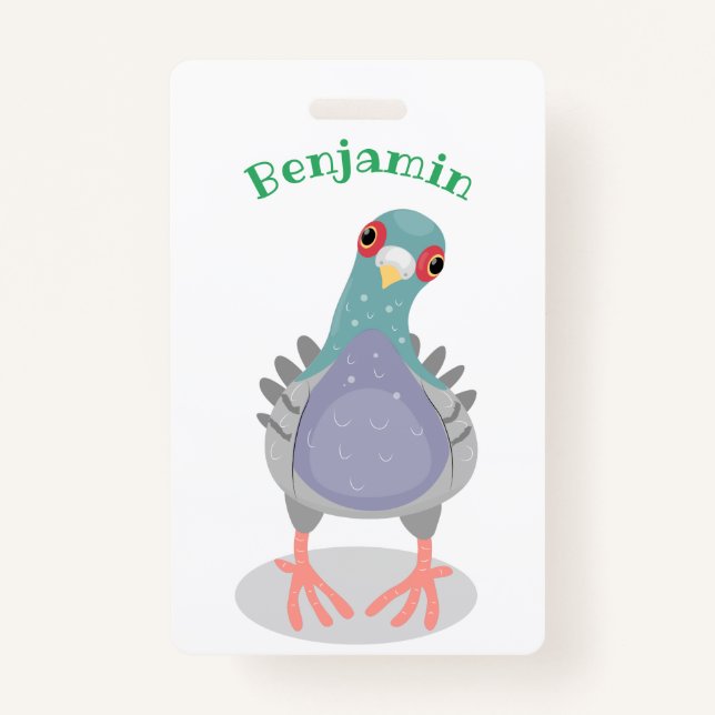 Tarjeta De Identificación Curioso ilustracion personalizado de palomas (Anverso)