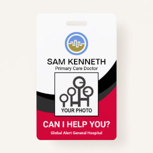 Tarjeta De Identificación Curvatura negra ondea foto de Médica médico