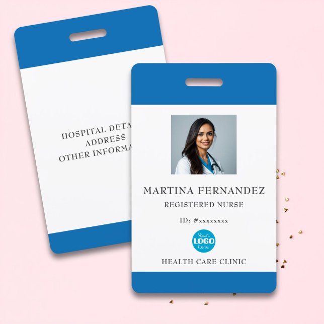 Tarjeta De Identificación Custom Blue Medical Hospital Employee Photo (Subido por el creador)