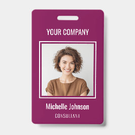 Tarjeta De Identificación Custom Business Basic Simple Employee Name Photo