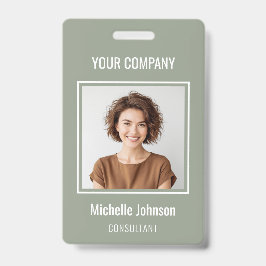 Tarjeta De Identificación Custom Business Basic Simple Employee Name Photo