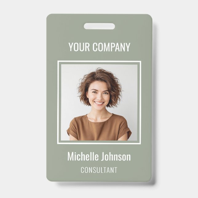 Tarjeta De Identificación Custom Business Basic Simple Employee Name Photo (Anverso)