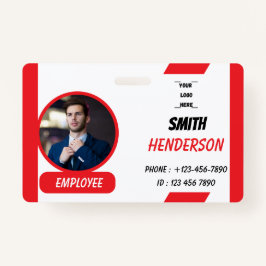 Tarjeta De Identificación Custom Business Logo Employee Photo Blue ID Badge