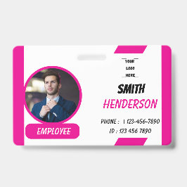 Tarjeta De Identificación Custom Business Logo Employee Photo Blue ID Badge