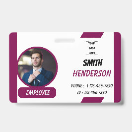 Tarjeta De Identificación Custom Business Logo Employee Photo Blue ID Badge
