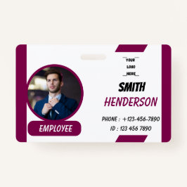 Tarjeta De Identificación Custom Business Logo Employee Photo Blue ID Badge