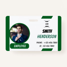 Tarjeta De Identificación Custom Business Logo Employee Photo Blue ID Badge