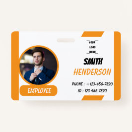 Tarjeta De Identificación Custom Business Logo Employee Photo Blue ID Badge