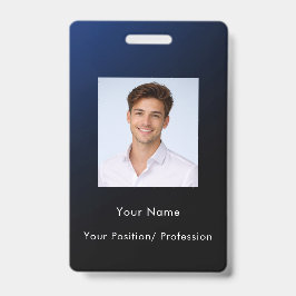 Tarjeta De Identificación Custom Classy Modern Blue Gradient Employee Photo