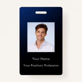 Tarjeta De Identificación Custom Classy Modern Blue Gradient Employee Photo