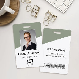 Tarjeta De Identificación Custom Company Logo Bar Code Employee Photo Sage