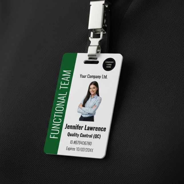 Tarjeta De Identificación Custom Corporate Employee ID Badge (Custom Corporate Employee ID Badge | Personalized Photo Business Name Tag with Logo)