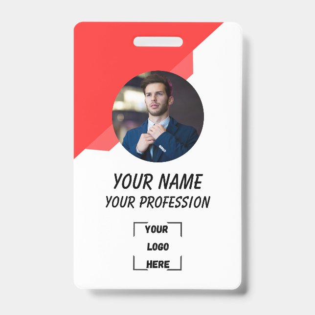 Tarjeta De Identificación Custom Employee ID Badge with Photo (Parte frontal)