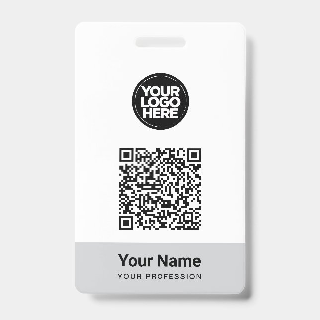 Tarjeta De Identificación Custom Employee Name Business Logo Qr Code (Parte frontal)