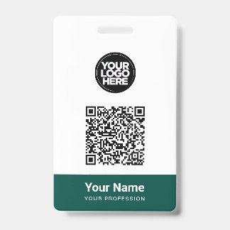Tarjeta De Identificación Custom Employee Name Business Logo Qr Code