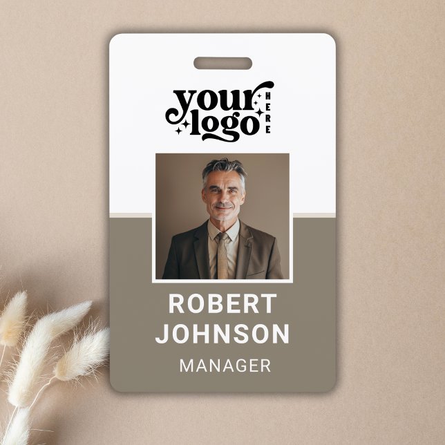 Tarjeta De Identificación Custom Employee Photo Company Logo Modern Name  (Custom Employee Photo Company Logo Modern Name Badge)
