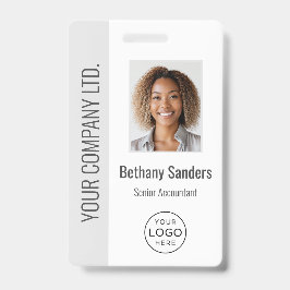 Tarjeta De Identificación Custom Employee Photo, Logo, Name Light Gray
