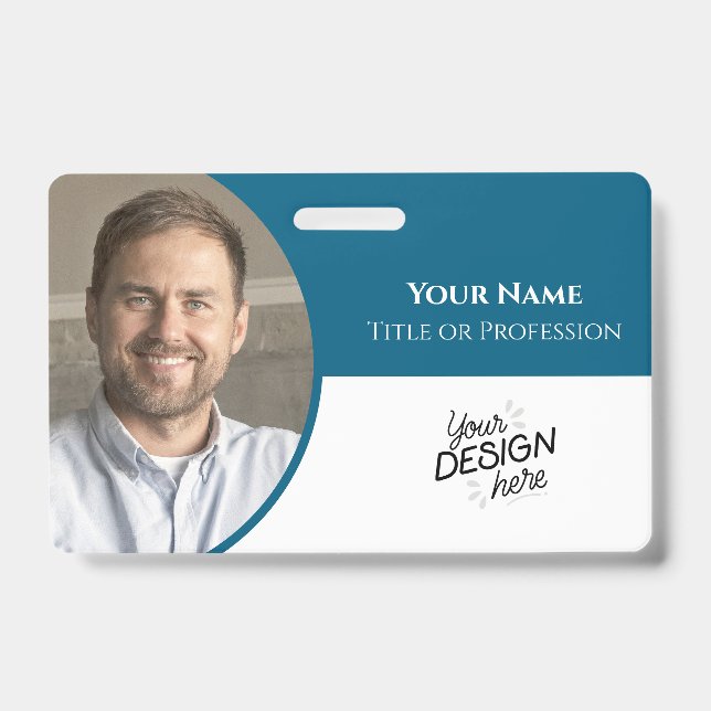 Tarjeta De Identificación Custom Employee, Photo, Name, Title, Logo, Barcode (Parte frontal)