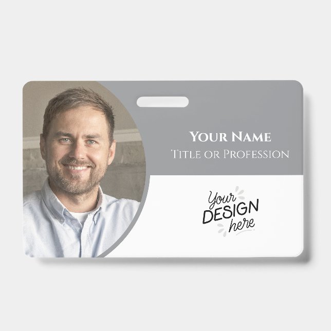 Tarjeta De Identificación Custom Employee, Photo, Name, Title, Logo, Barcode (Parte frontal)